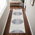 thumbnail image 1 of HomeRoots 532870 8 ft. Ivory & Blue Geometric Washable Runner Rug, 1 of 1