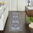 thumbnail image 1 of HomeRoots 533109 8 ft. Floral Power Loom Distressed Washable Runner Rug, Blue & Ivory, 1 of 5