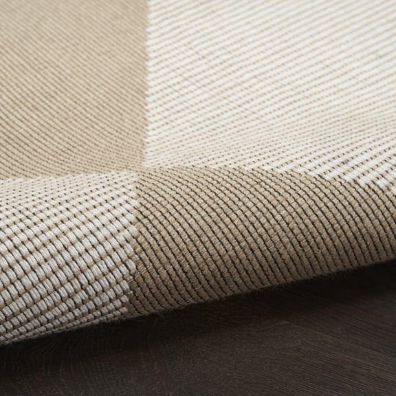 HomeRoots 533155 8 ft. Natural & Ivory Geometric Power Loom Washable Non Skid Runner Rug