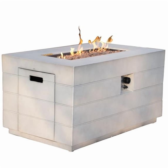 HomeRoots 535175 24 x 28 x 43 in. Grey Aluminum Natural Gas Rectangular Fire Pit Table with Cover