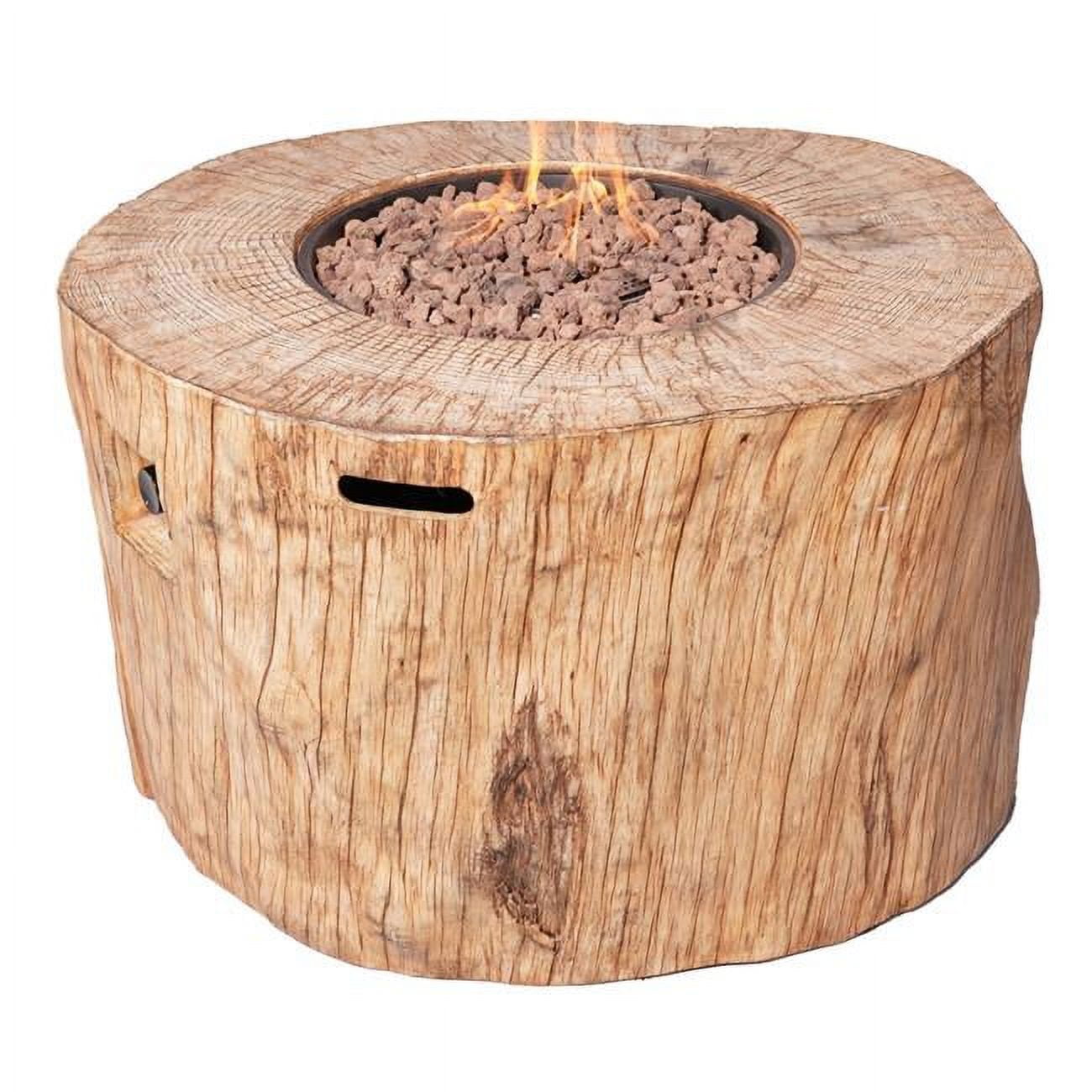 HomeRoots 535176 24 x 37 x 40 in. Brown Faux Wood Stump Propane Round Fire Pit with Cover