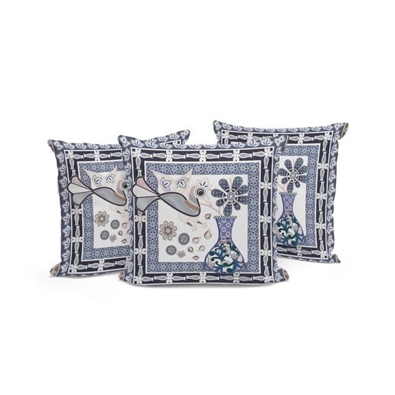 HomeRoots 536174 16 x 16 in. Beige & Orange Peacock Blown Seam Floral Indoor & Outdoor Throw Pillow - Set of 3