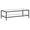 thumbnail image 1 of HomeRoots 54" Black Glass And Steel Coffee Table With Shelf, 1 of 5