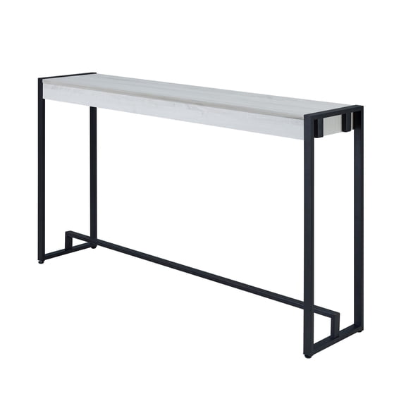 54 White and Black Distressed Sled console Table
