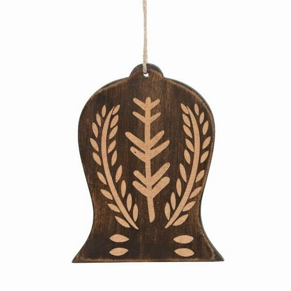 HomeRoots 548240 Brown Handmade Wood Bell Shaped Ornaments - Set of 4