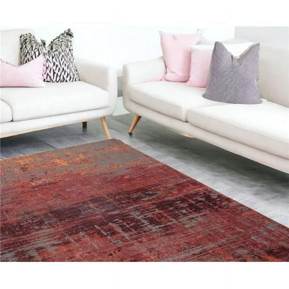 HomeRoots 548614 6 x 8 ft. Red & Gray Abstract Non Skid Rectangle Machine Woven Area Rug