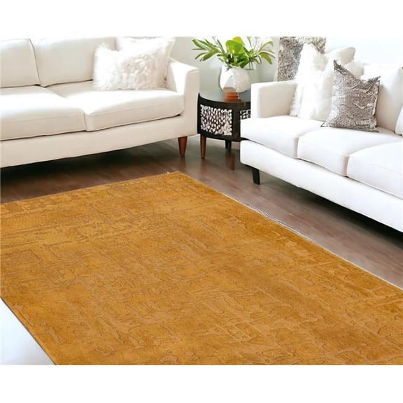 HomeRoots 548691 6 x 8 ft. Yellow Abstract Non Skid Rectangle Machine Woven Area Rug