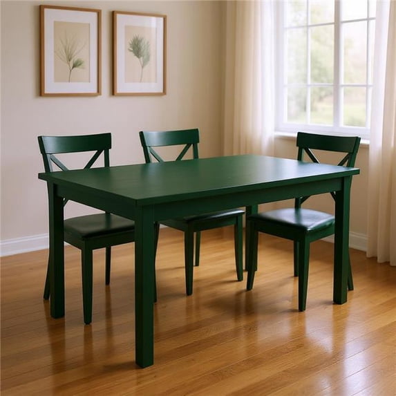 HomeRoots 548919 60 in. Dark Green Solid Wood Dining Table