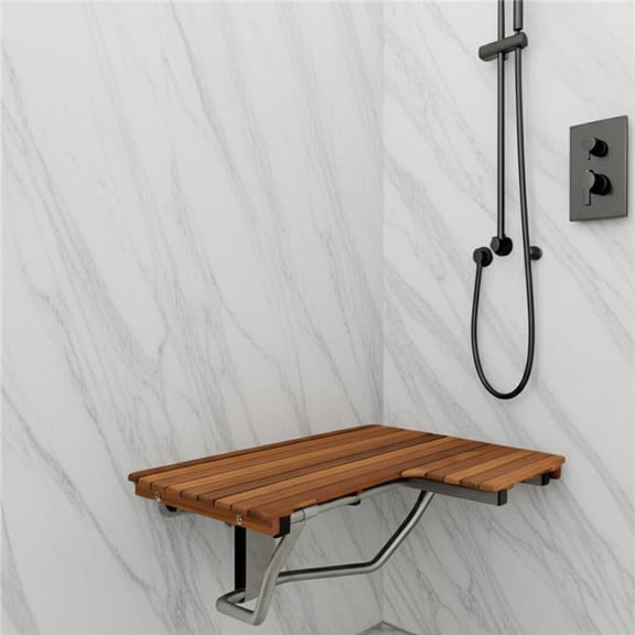 HomeRoots 549341 14 x 32 x 22.5 in. Brown Teak Rectangular Shower Bench
