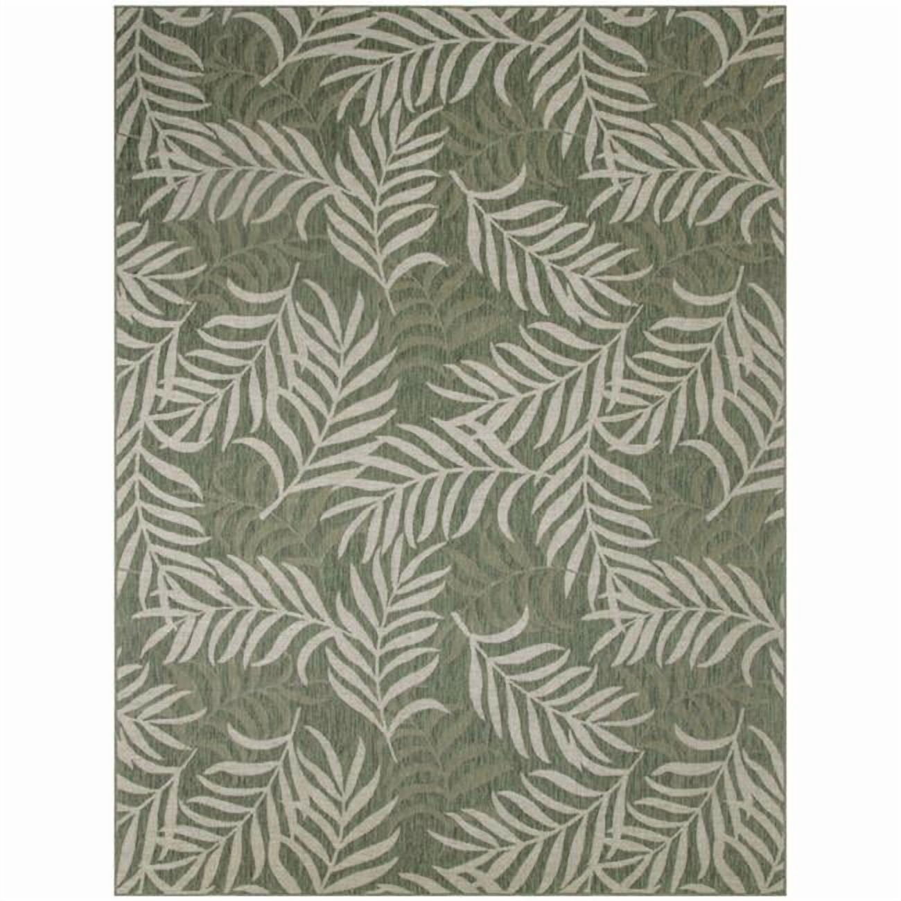 HomeRoots 550236 8 x 10 ft. Ivory & Green Palm Leaf Indoor & Outdoor Rectangle Area Rug