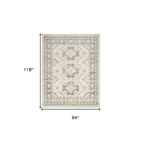 HomeRoots 553206 8 x 10 ft. Grey Geometric Distressed Rectangle Area Rug