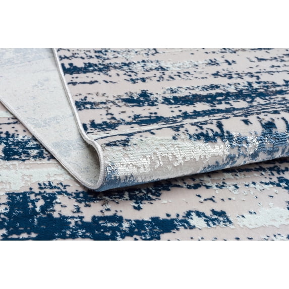 HomeRoots 553763 4 x 6 ft. Navy Blue Abstract Washable Non Skid Rectangle Area Rug