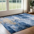 thumbnail image 1 of HomeRoots 553806 3 x 5 ft. Blue & Gold Abstract Washable Non Skid Rectangle Area Rug, 1 of 1