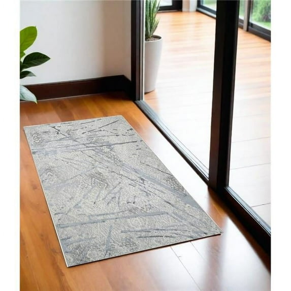HomeRoots 553848 3 x 5 ft. Gray & Silver Abstract Rectangle Machine Woven Area Rug