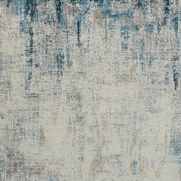 HomeRoots 554383 2 x 3 ft. Blue & Ivory Abstract Rectangle Area Rug