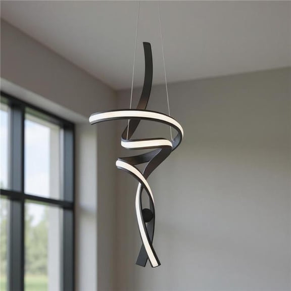 HomeRoots 558556 Black Two Light Metal LED Dimmable Chandelier