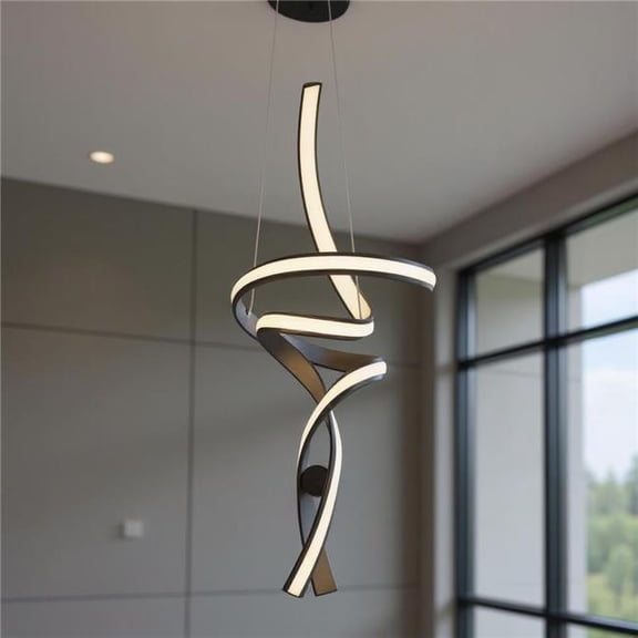 HomeRoots 558557 Black Two Light Metal LED Dimmable Smart Enabled Chandelier