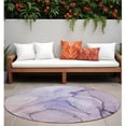 thumbnail image 1 of HomeRoots 559411 8 ft. Round Gray & Purple Round Abstract Washable Non Skid Indoor Outdoor Machine Woven Area Rug, 1 of 1