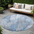 thumbnail image 1 of HomeRoots 559591 8 ft. Round Ivory Blue & Gray Round Abstract Washable Non Skid Indoor Outdoor Machine Woven Area Rug, 1 of 1