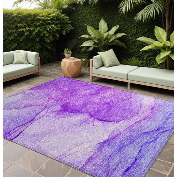 HomeRoots 559774 10 x 14 ft. Purple Abstract Washable Non Skid Indoor Outdoor Rectangle Machine Woven Area Rug