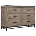 thumbnail image 1 of HomeRoots 56" Brown Solid Wood Six Drawer Double Dresser, 1 of 7