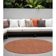 thumbnail image 1 of HomeRoots 560144 8 ft. Round Terra Cotta Round Geometric Washable Non Skid Indoor Outdoor Machine Woven Area Rug, 1 of 1