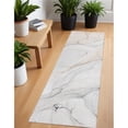 thumbnail image 1 of HomeRoots 560176 8 ft. Runner Beige Ivory & Gray Abstract Washable Non Skid Indoor Outdoor Runner Machine Woven Rug, 1 of 1