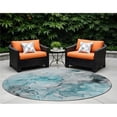thumbnail image 1 of HomeRoots 560434 8 ft. Round Teal Round Abstract Washable Non Skid Indoor Outdoor Machine Woven Area Rug, 1 of 1