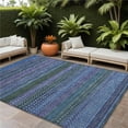 thumbnail image 1 of HomeRoots 560696 8 x 10 ft. Blue & Green Striped Washable Non Skid Indoor Outdoor Rectangle Machine Woven Area Rug, 1 of 1