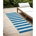 thumbnail image 1 of HomeRoots 560871 8 ft. Runner Navy Blue Striped Washable Non Skid Indoor Outdoor Runner Machine Woven Rug, 1 of 1
