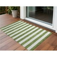 thumbnail image 1 of HomeRoots 560882 3 x 5 ft. Olive Green Striped Washable Non Skid Indoor Outdoor Rectangle Machine Woven Area Rug, 1 of 1