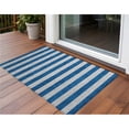 thumbnail image 1 of HomeRoots 561041 2 x 3 ft. Blue & Ivory Striped Washable Non Skid Indoor Outdoor Rectangle Machine Woven Area Rug, 1 of 1