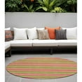 thumbnail image 1 of HomeRoots 561055 8 ft. Round Green & Red Round Striped Washable Non Skid Indoor Outdoor Machine Woven Area Rug, 1 of 1