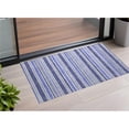 thumbnail image 1 of HomeRoots 561131 2 x 3 ft. Blue Striped Washable Non Skid Indoor Outdoor Rectangle Machine Woven Area Rug, 1 of 1