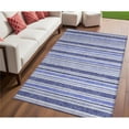 thumbnail image 1 of HomeRoots 561135 5 x 8 ft. Blue Striped Washable Non Skid Indoor Outdoor Rectangle Machine Woven Area Rug, 1 of 1