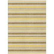 HomeRoots 561207 5 x 8 ft. Brown & Orange Striped Washable Non Skid Indoor Outdoor Rectangle Machine Woven Area Rug