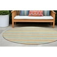 thumbnail image 1 of HomeRoots 561226 8 ft. Round Orange Round Striped Washable Non Skid Indoor Outdoor Machine Woven Area Rug, 1 of 1