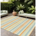 thumbnail image 1 of HomeRoots 561227 8 x 10 ft. Orange Striped Washable Non Skid Indoor Outdoor Rectangle Machine Woven Area Rug, 1 of 1