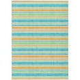 thumbnail image 1 of HomeRoots 561281 8 x 10 ft. Teal Striped Washable Non Skid Indoor Outdoor Rectangle Machine Woven Area Rug, 1 of 1
