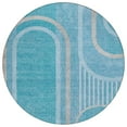 thumbnail image 1 of HomeRoots 561361 8 ft. Round Teal Round Abstract Washable Non Skid Indoor Outdoor Machine Woven Area Rug, 1 of 1