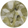 thumbnail image 1 of HomeRoots 561611 8 ft. Round Olive Green Round Abstract Washable Non Skid Indoor Outdoor Machine Woven Area Rug, 1 of 1
