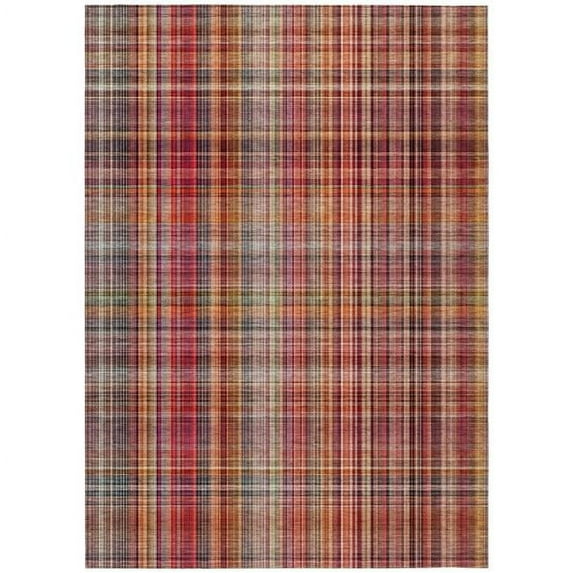 HomeRoots 561915 3 x 5 ft. Red Plaid Washable Non Skid Indoor Outdoor Rectangle Machine Woven Area Rug