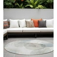 thumbnail image 1 of HomeRoots 562115 8 ft. Round Ivory Blue & Gray Round Abstract Washable Non Skid Indoor Outdoor Machine Woven Area Rug, 1 of 1