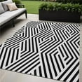 thumbnail image 1 of HomeRoots 562249 5 x 8 ft. Black & White Geometric Washable Non Skid Indoor Outdoor Rectangle Machine Woven Area Rug, 1 of 1