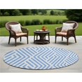 thumbnail image 1 of HomeRoots 562268 8 ft. Round Blue & Ivory Round Geometric Washable Non Skid Indoor Outdoor Machine Woven Area Rug, 1 of 1