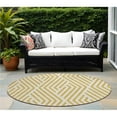 thumbnail image 1 of HomeRoots 562277 8 ft. Round Gold & White Round Geometric Washable Non Skid Indoor Outdoor Machine Woven Area Rug, 1 of 1