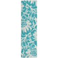 thumbnail image 1 of HomeRoots 562543 8 ft. Runner Teal & Ivory Floral Washable Non Skid Indoor Outdoor Runner Machine Woven Rug, 1 of 1