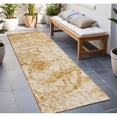 thumbnail image 1 of HomeRoots 562651 8 ft. Runner Cream & Gold Abstract Washable Non Skid Indoor Outdoor Runner Machine Woven Rug, 1 of 1