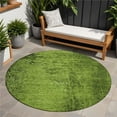 thumbnail image 1 of HomeRoots 562700 8 ft. Round Green Round Abstract Washable Non Skid Indoor Outdoor Machine Woven Area Rug, 1 of 1