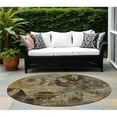 thumbnail image 1 of HomeRoots 562772 8 ft. Round Brown Terracotta & Gray Round Floral Washable Non Skid Indoor Outdoor Machine Woven Area Rug, 1 of 1